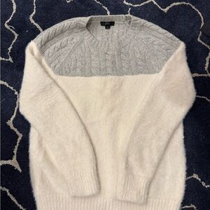J. Crew Light Gray and cream Cable Knit Sweater